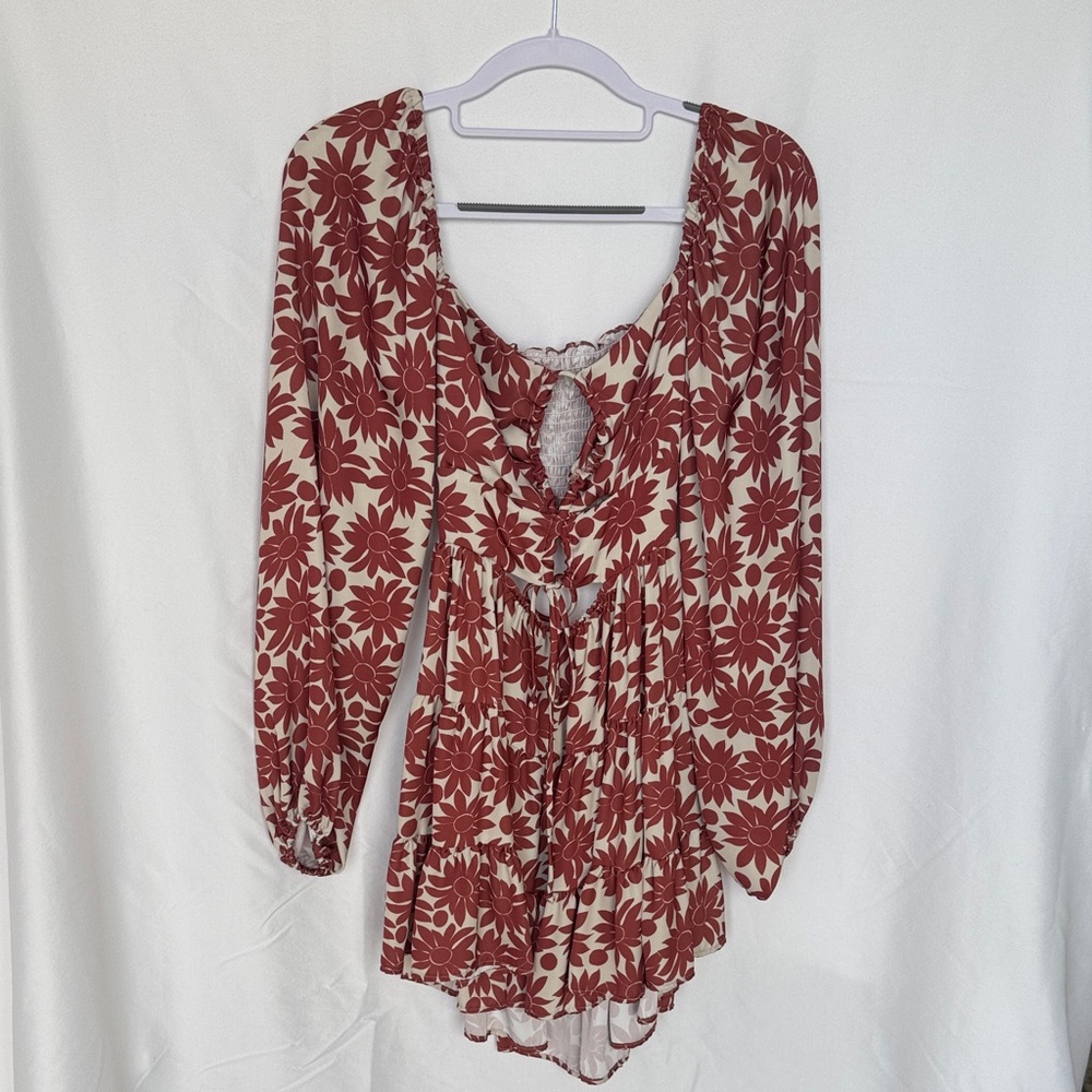 RESA Red and Cream Floral Mini Dress